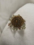 Pendentif vintage doré motif filigrané perles givrées ancien rétro bijou