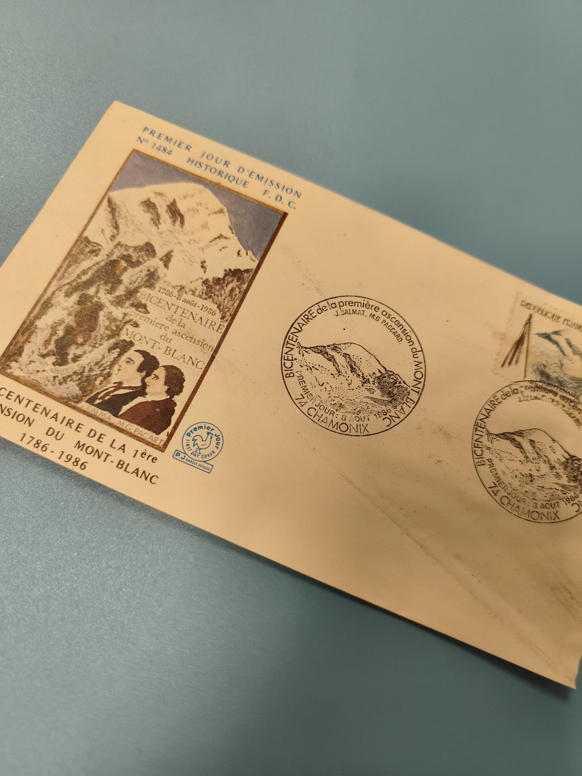 Enveloppe FDC premier jour Mont-Blanc 1986 timbre commémoratif illustration mont