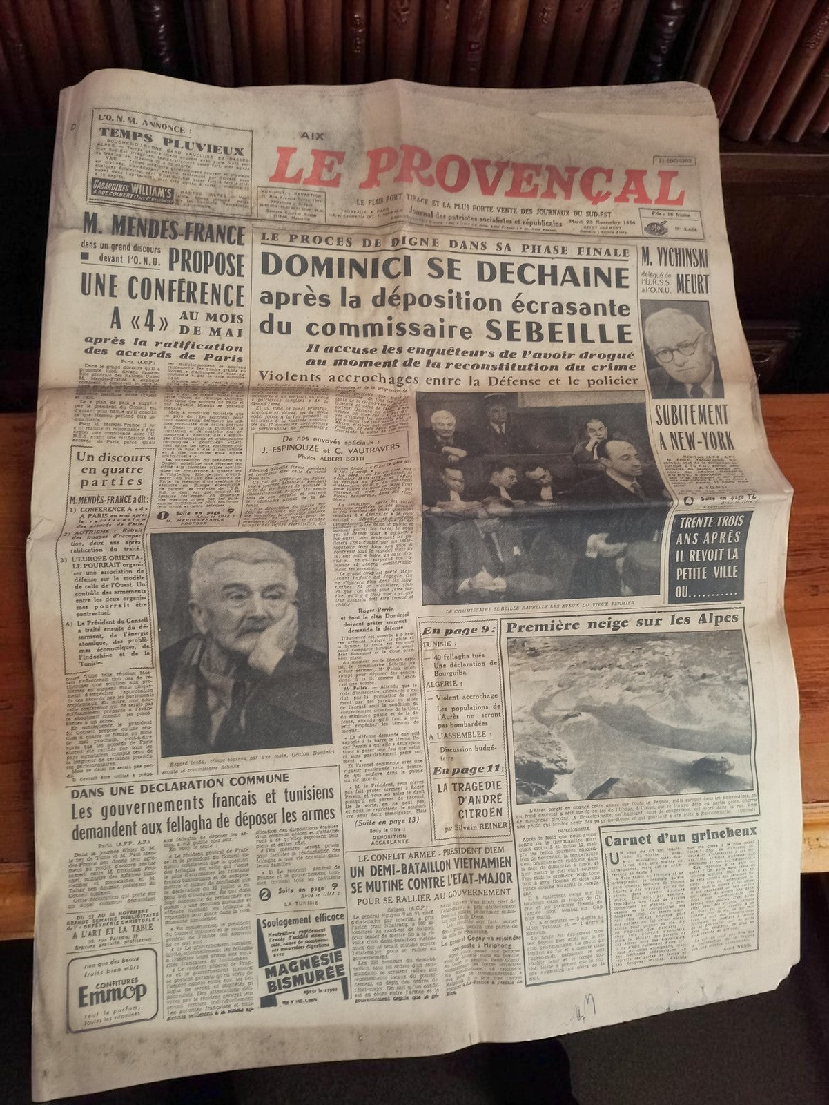 Journal ancien Le Provençal France années 1950 presse vintage rétro Aix