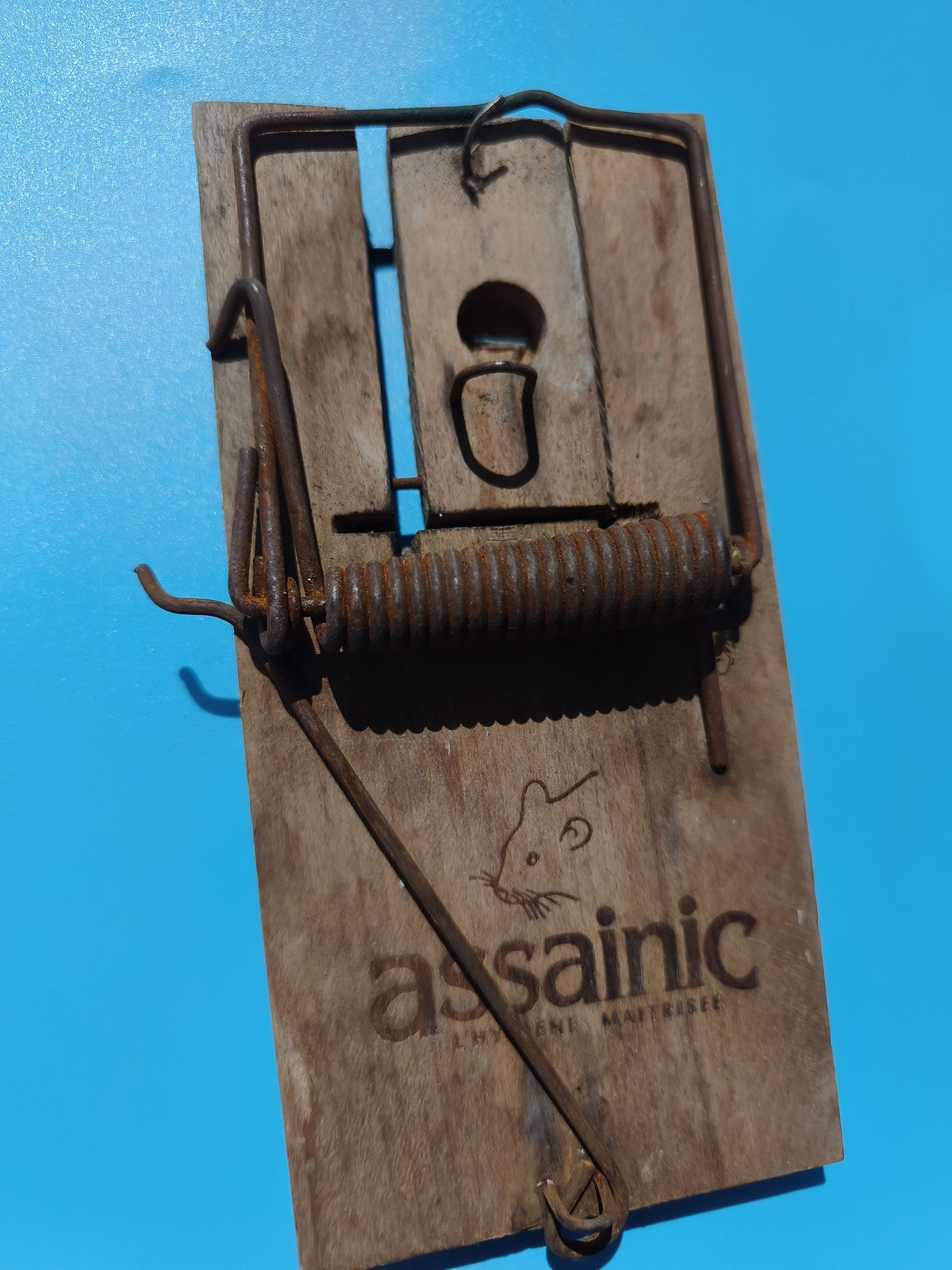 Ancien piège à souris bois Assainic, vintage, cabinet de curiosité, déco rétro
