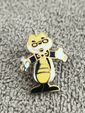 Pin's vintage personnage mascotte animal jaune bleu émaillé badge ancien (Ref 7)