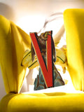 Chromo ancien lettre V, illustration aigle, époque XIXe, souvenir vintage