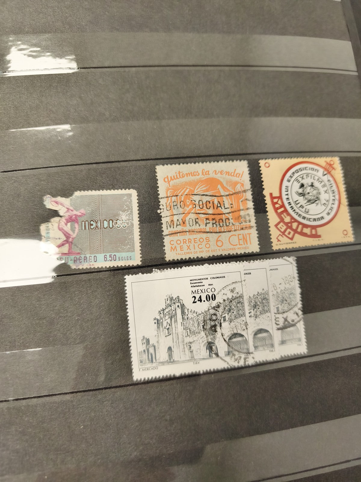 Lot anciens timbres oblitérés Mexique collection philatélie, motifs variés