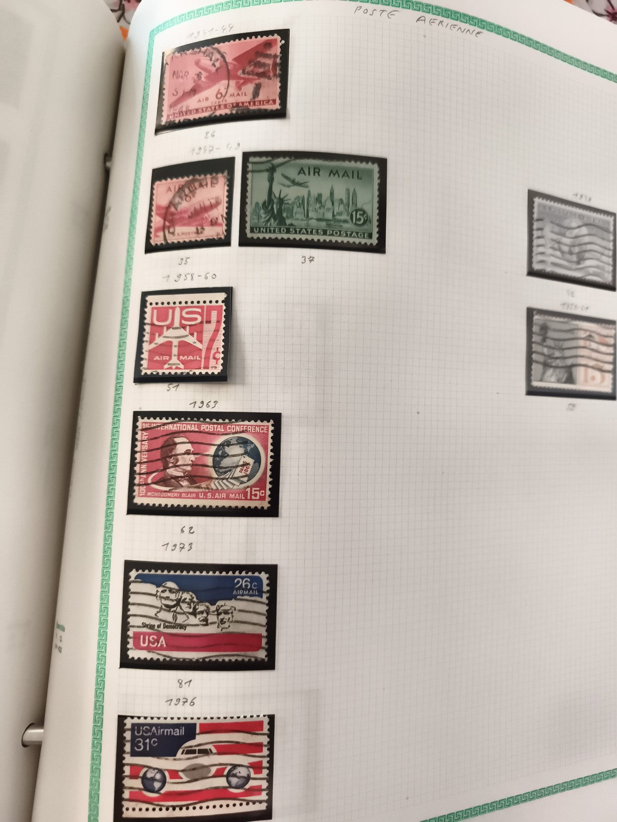 Timbres poste aérienne USA lot x6 oblitérés Air Mail américains philatélie