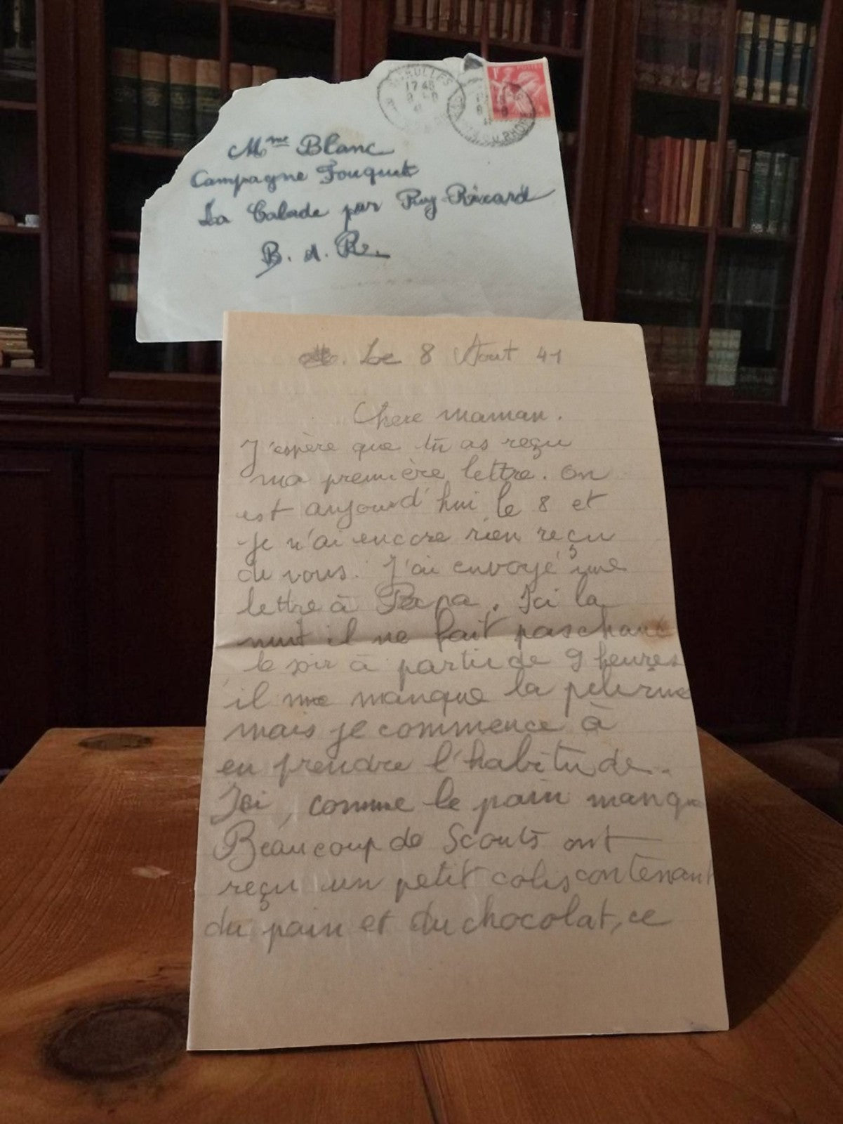 Lettre manuscrite ancienne 1941 WW2 + enveloppe écriture vintage Guerre