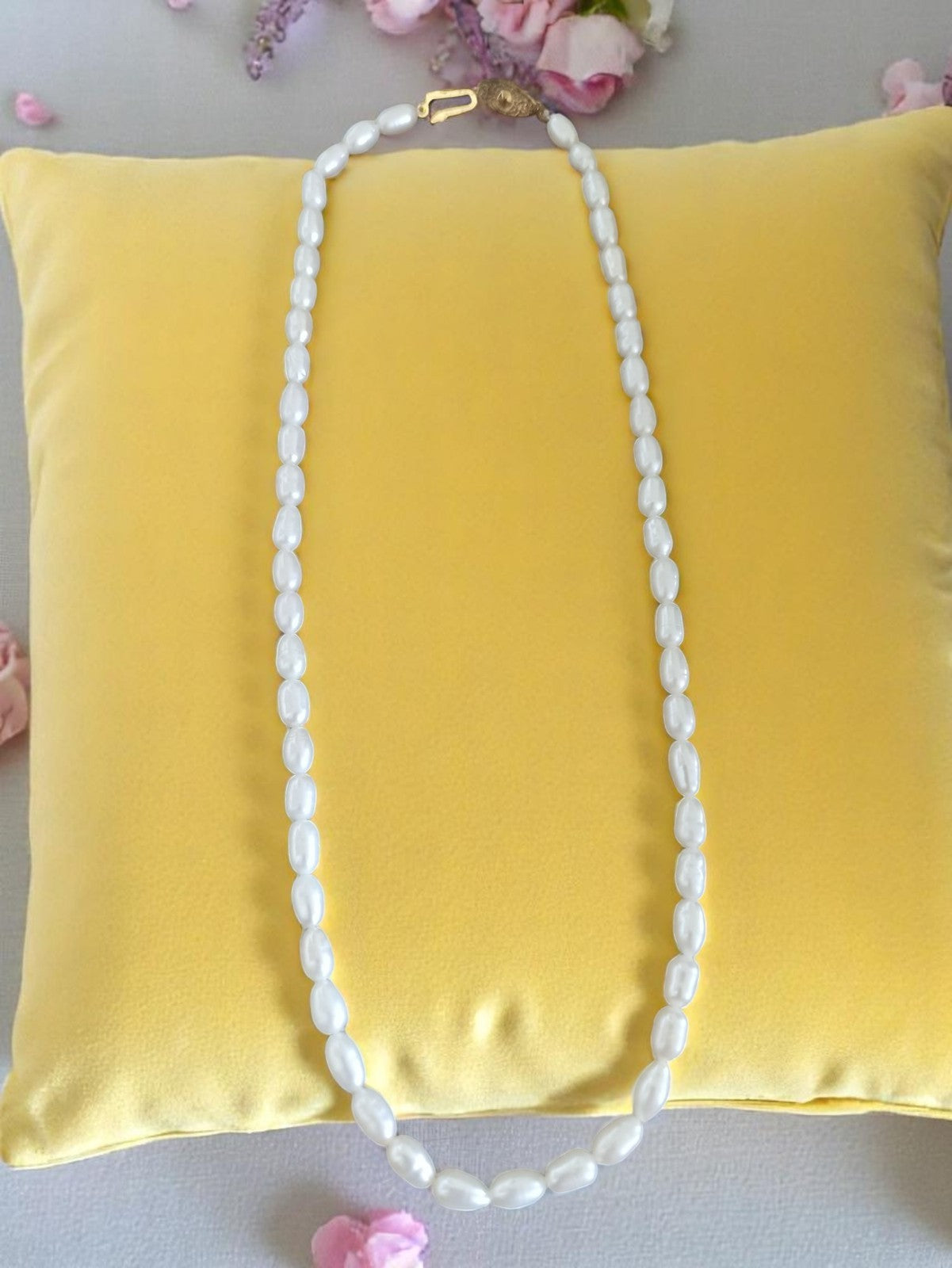 Collier perles de culture vintage fermoir doré bijou ancien élégant