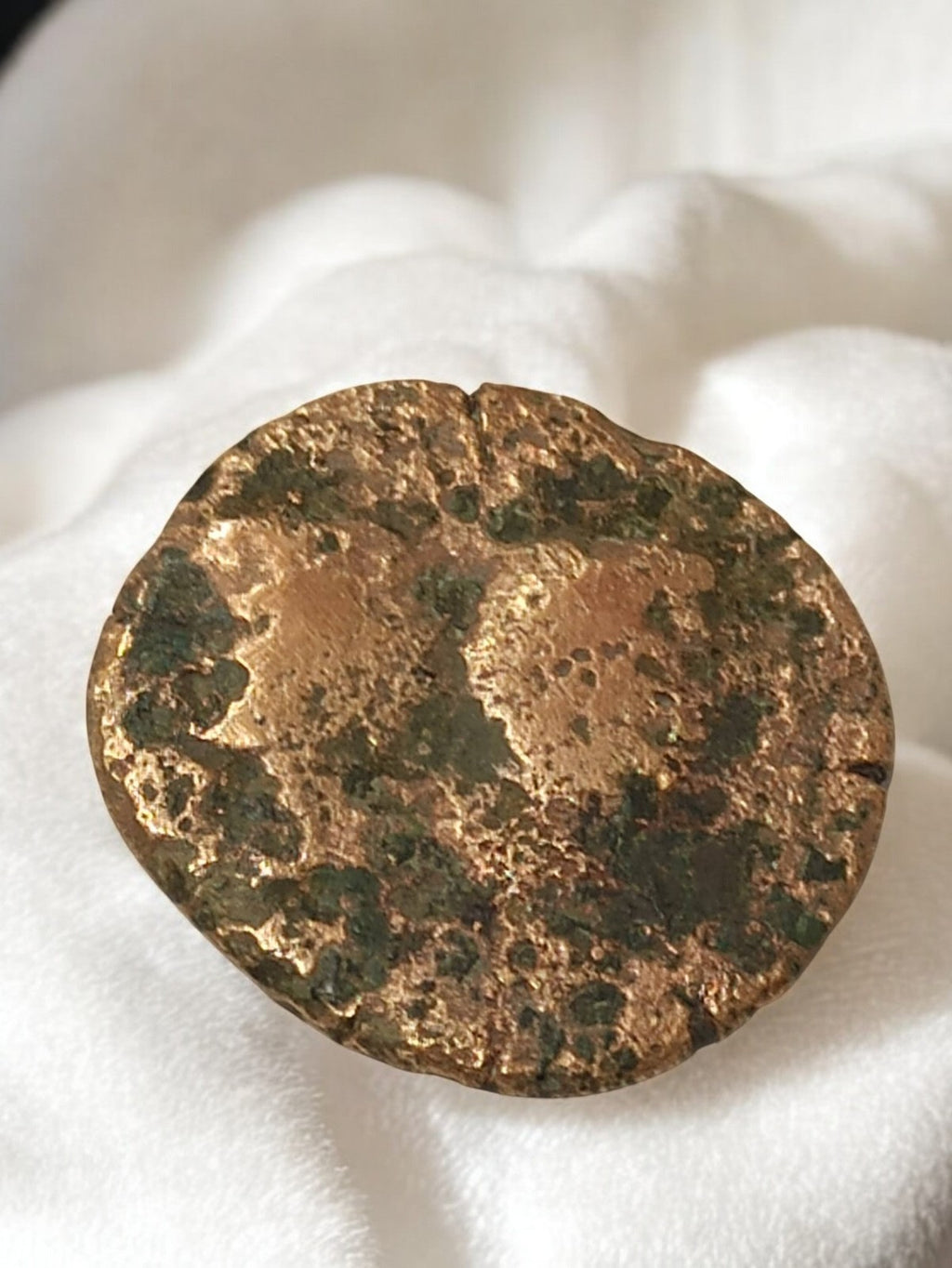 Monnaie romaine en bronze, patine verte, environ 2,9 cm, antiquité authentique