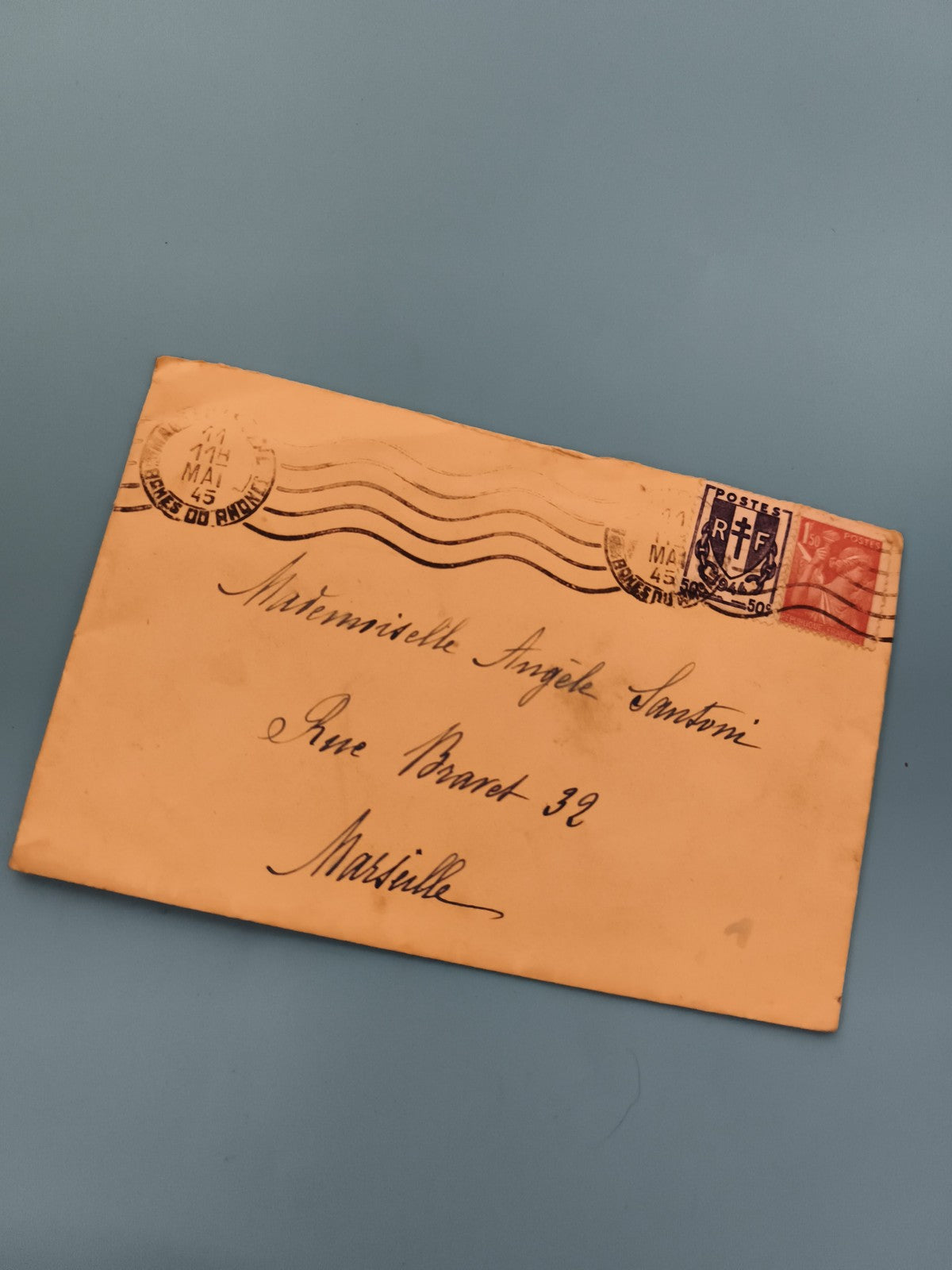 Lettre ancienne France 1945 timbre RF Croix de Lorraine oblitération poste phila