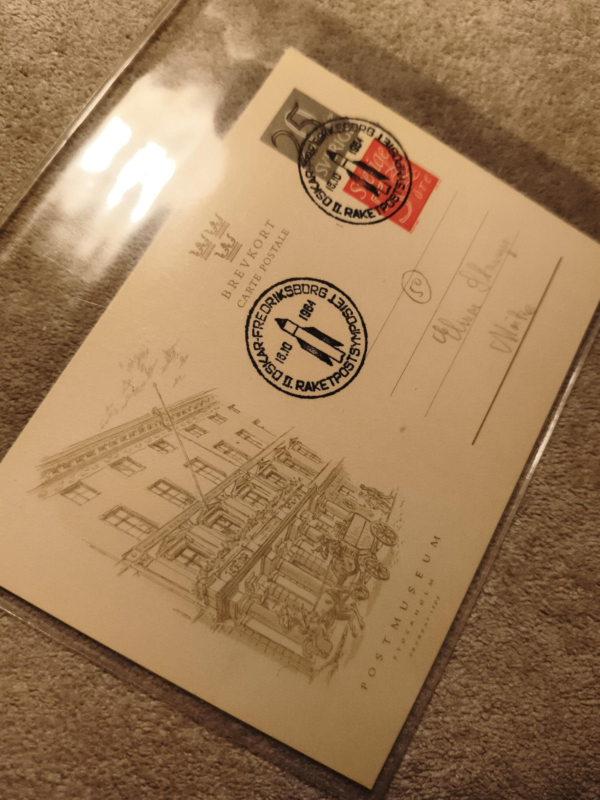 Carte postale Brevkort Postmuseum timbres oblitérés Danemark philatélie (Ref 13)