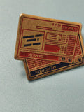 Vintage pin's loto ancien, motif tickets, rouge et bleu, collection rétro
