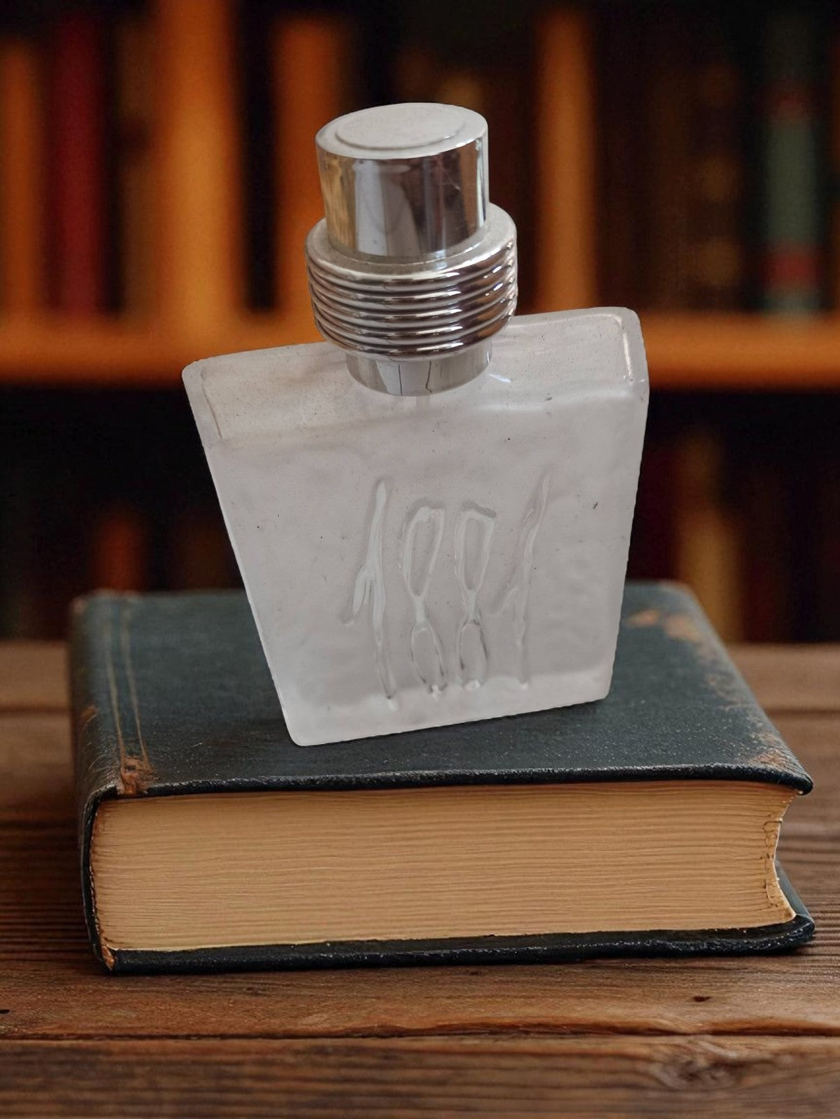 Flacon parfum 1881 vintage ancien vide verre givré déco rétro