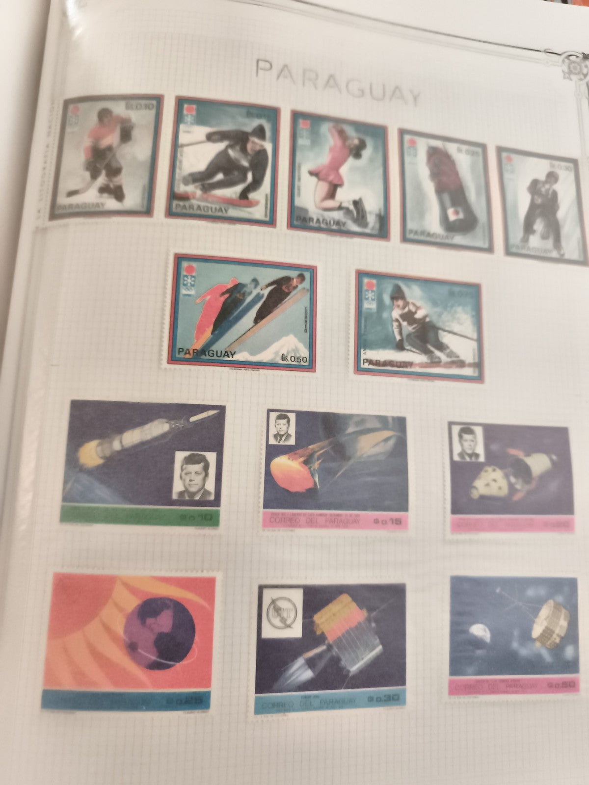 Timbres anciens Paraguay sports hiver et conquête spatiale vintage philatélie