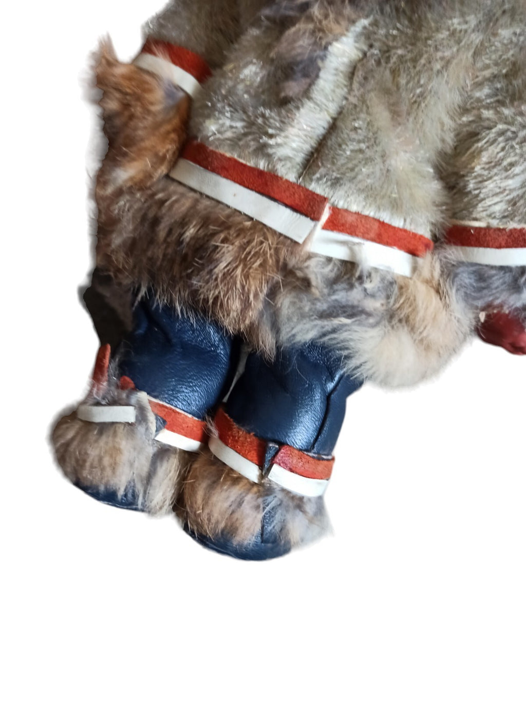 Poupée Eskimo vintage en fourrure véritable, visage vinyle, années 60-70