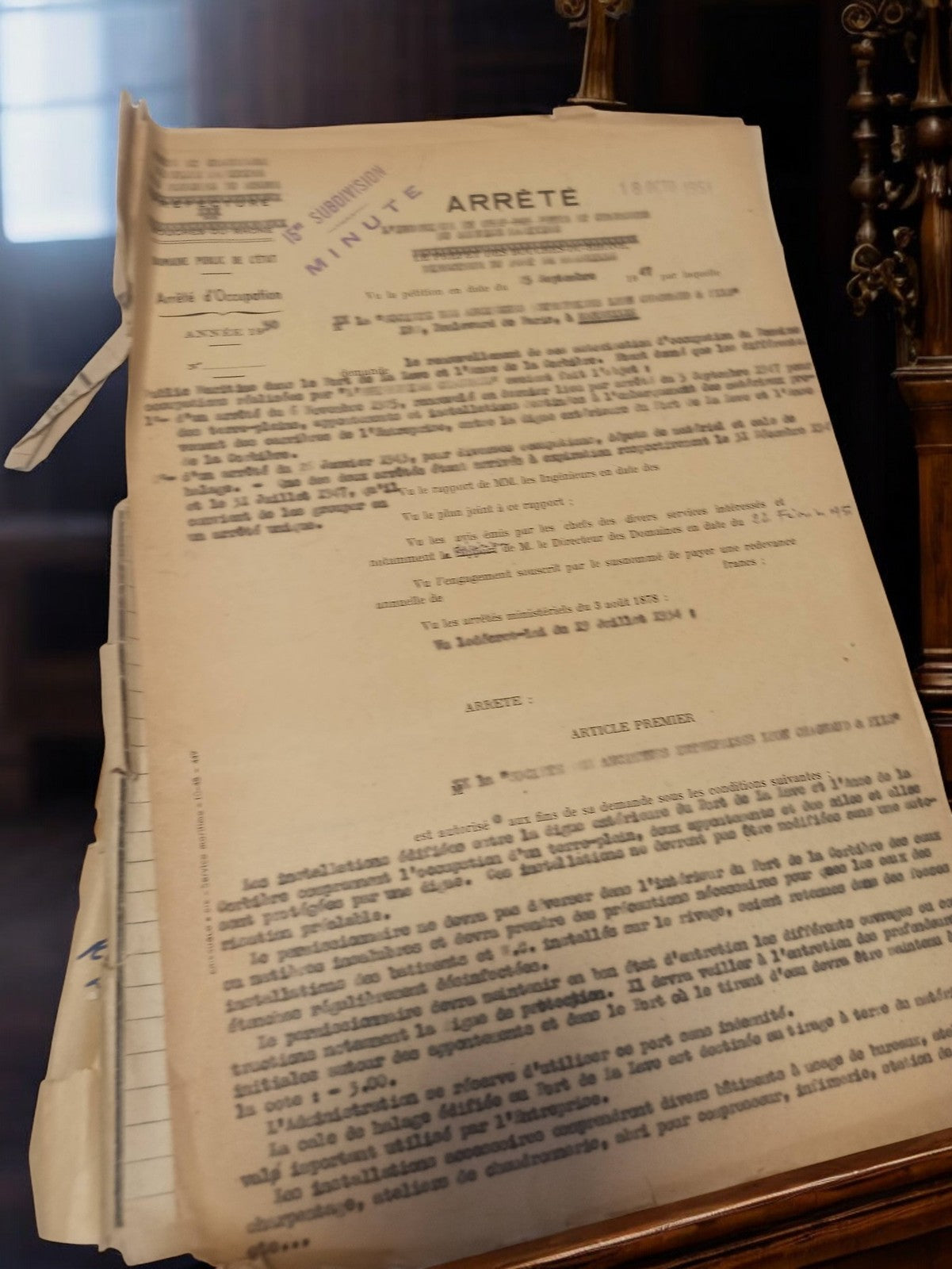 Document ancien vintage arrêté préfectoral Marseille années 1930/40 Bouches-du-R