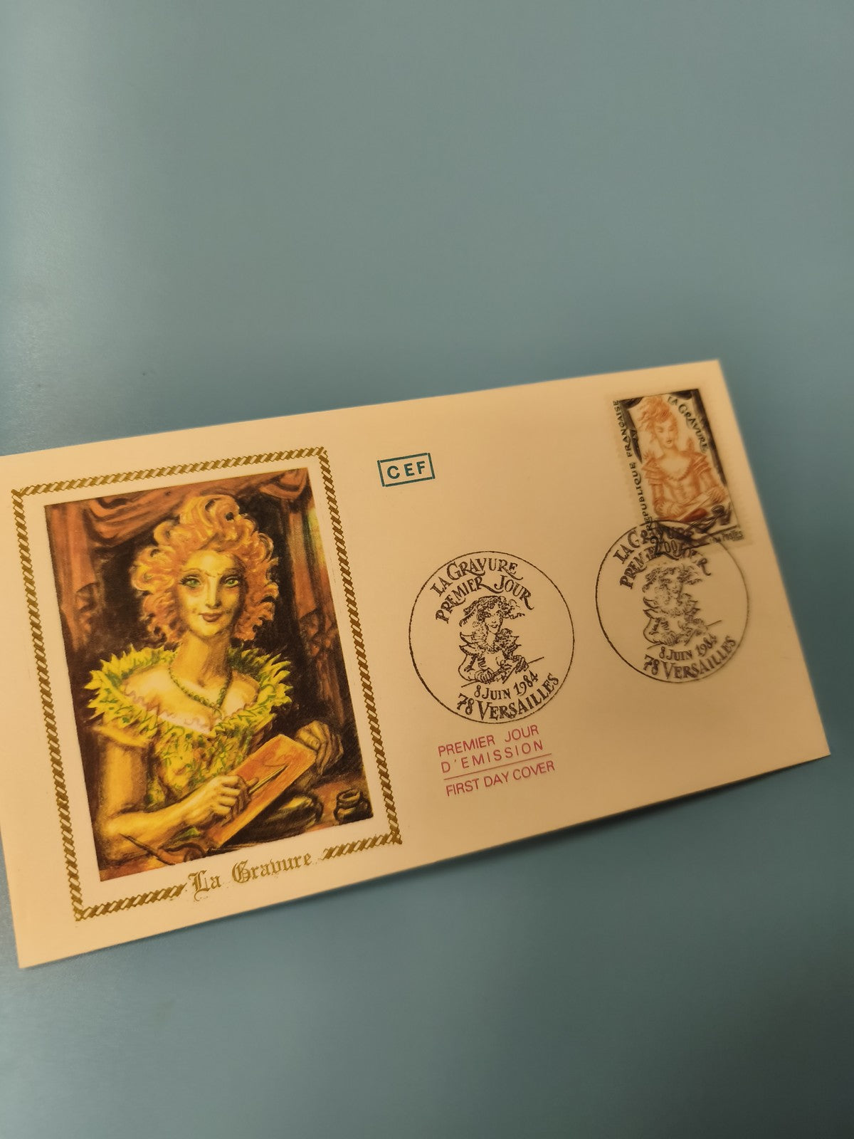 Enveloppe FDC premier jour d'émission La Gravure Versailles 1984 illustrée