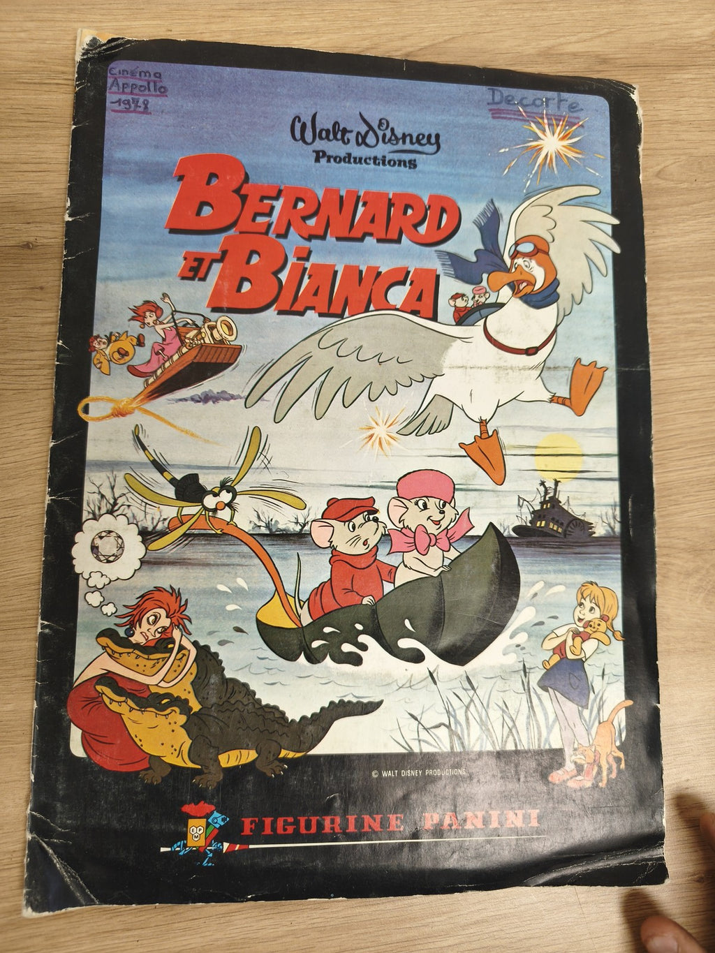 Vintage album Panini incomplet Bernard et Bianca Disney, couverture illustrée
