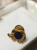 Pin's éléphant doré vintage strass, badge rétro animalier ancien