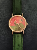 Montre mécanique Mao Zedong vintage, cadran rouge, bras mobile, bracelet vert
