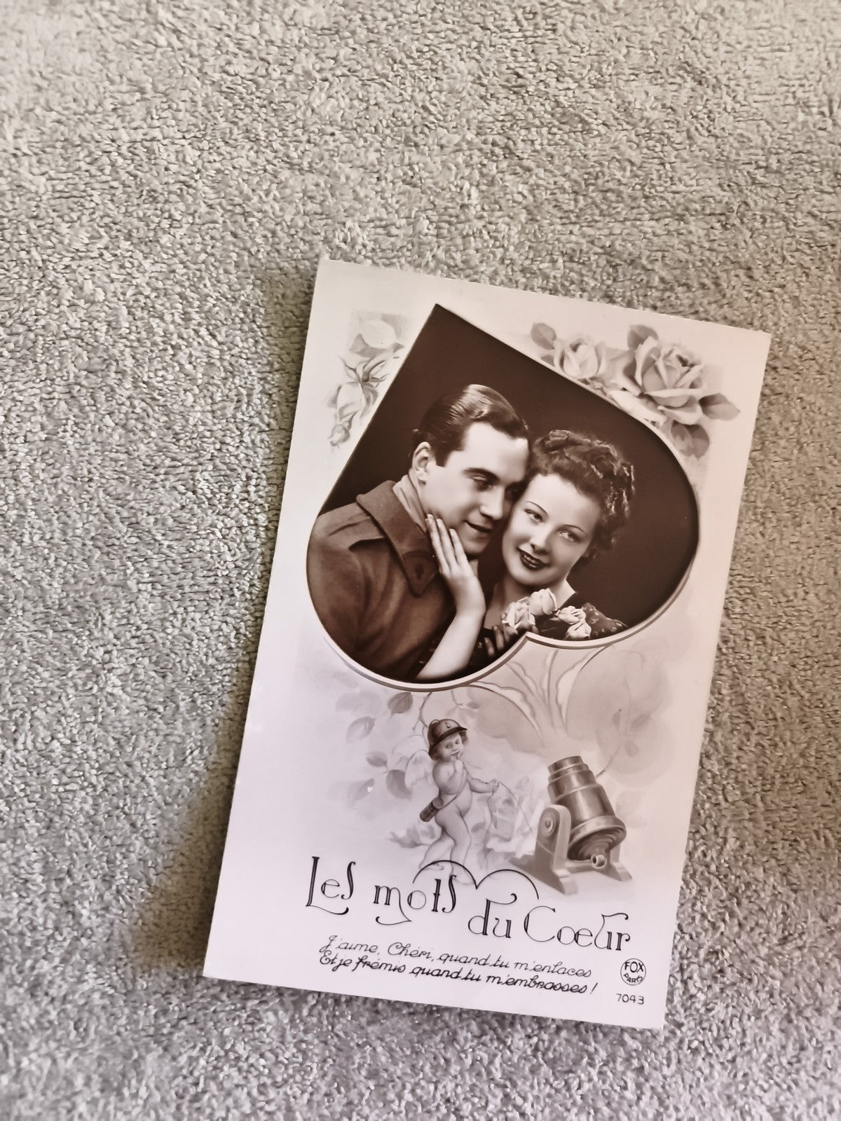 CPA Les mots du Cœur photo couple amour style rétro romantique