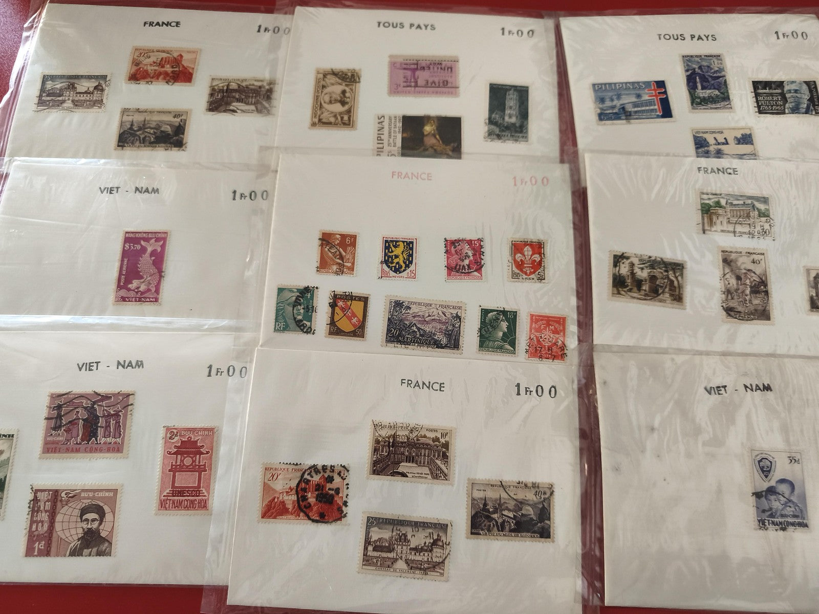 Lot anciens timbres collection France Vietnam monde ? philatélie vrac multicolor