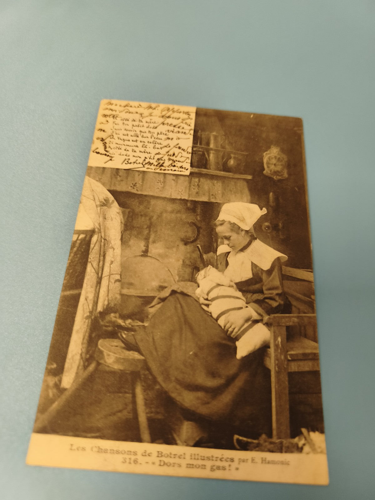 Carte postale ancienne Les Chansons de Botrel illustrées E. Hamonic Dors mon gas