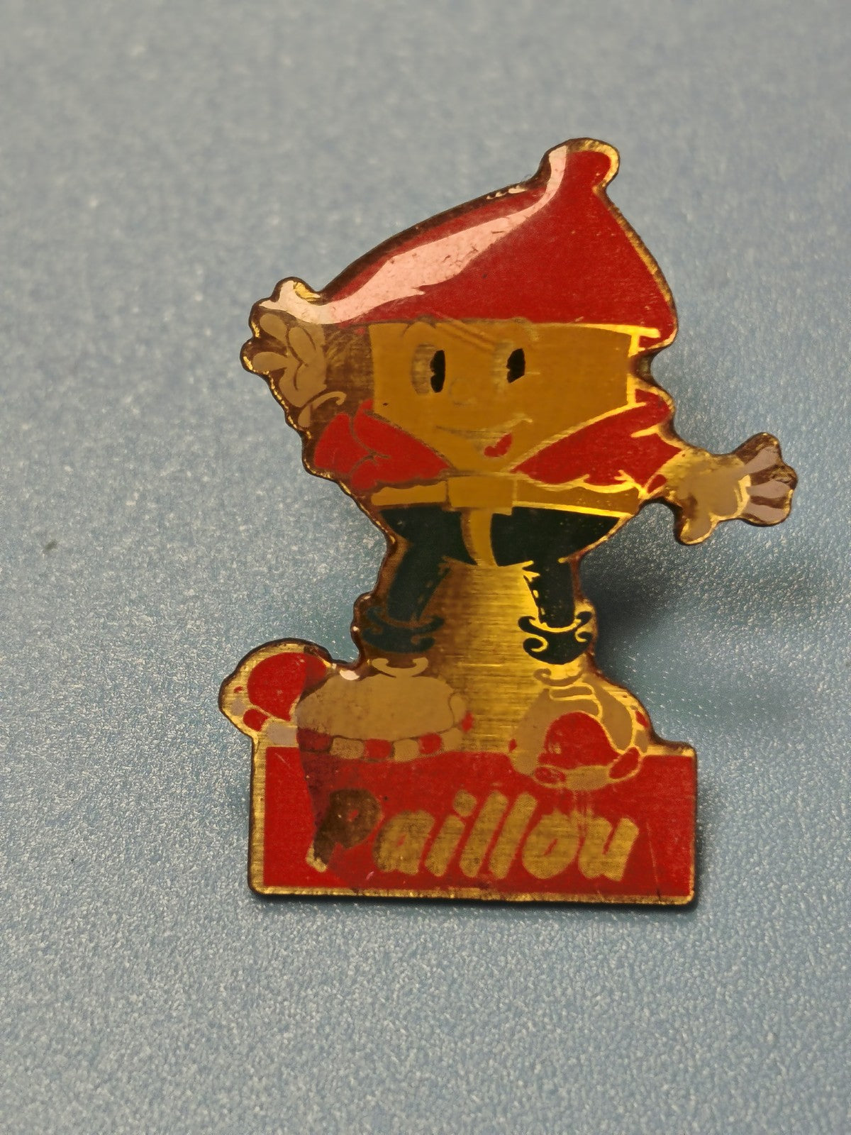 Vintage Anstecknadel Paillou farbige Figur rot gelb Sammlung (Ref 4)
