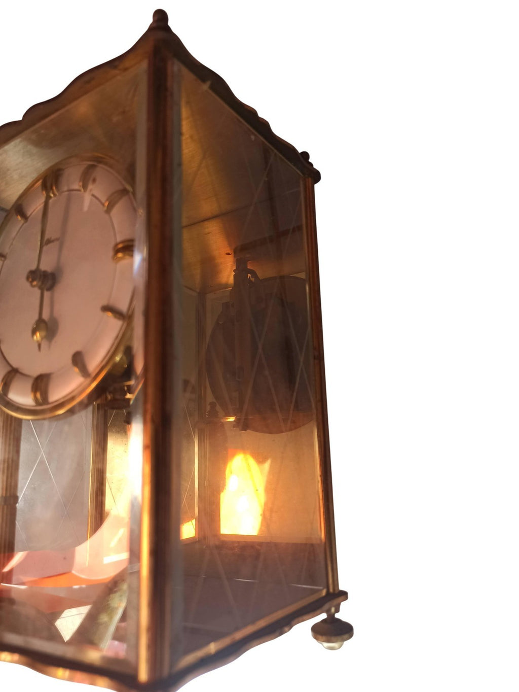 Pendule ancienne vitrine dorée à restaurer style vintage rétro déco horloge
