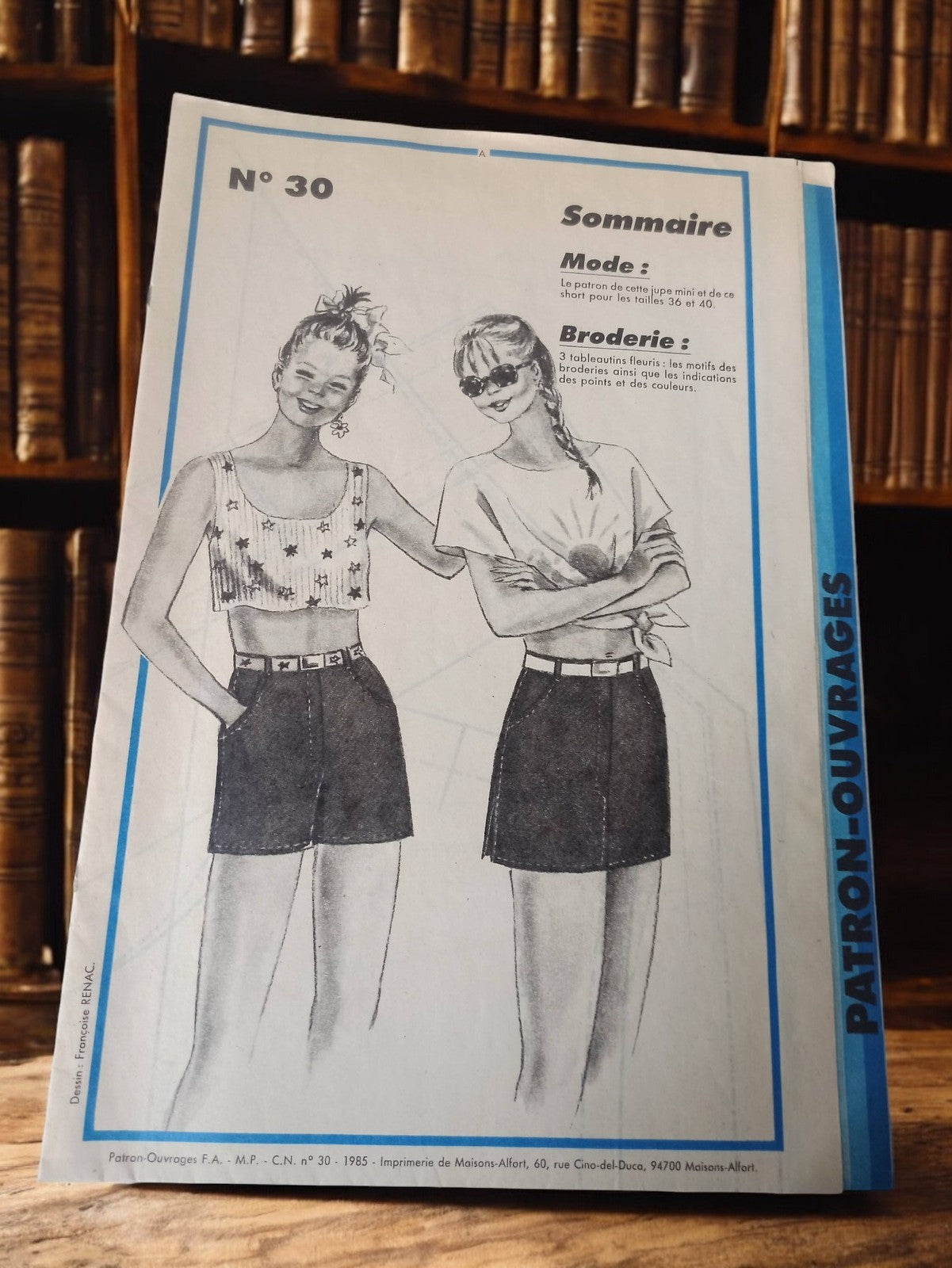 Patron couture vintage 1985 jupe short femme N°30, Patron-Ouvrages, rétro ancien
