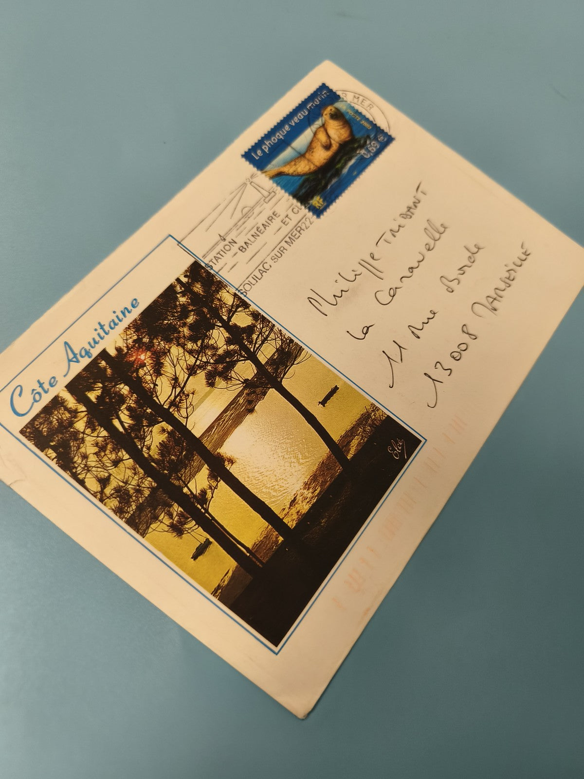 Enveloppe FDC Côte Aquitaine avec timbre premier jour Le phoque veau marin