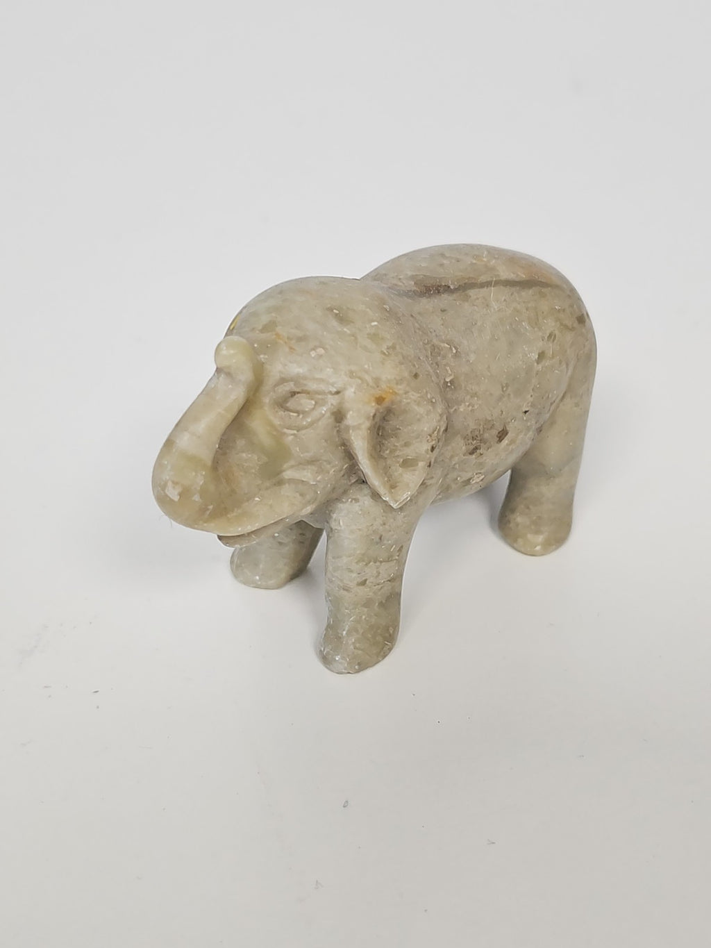 Vintage figurine éléphant ancien en pierre naturelle, objet déco collection rétr