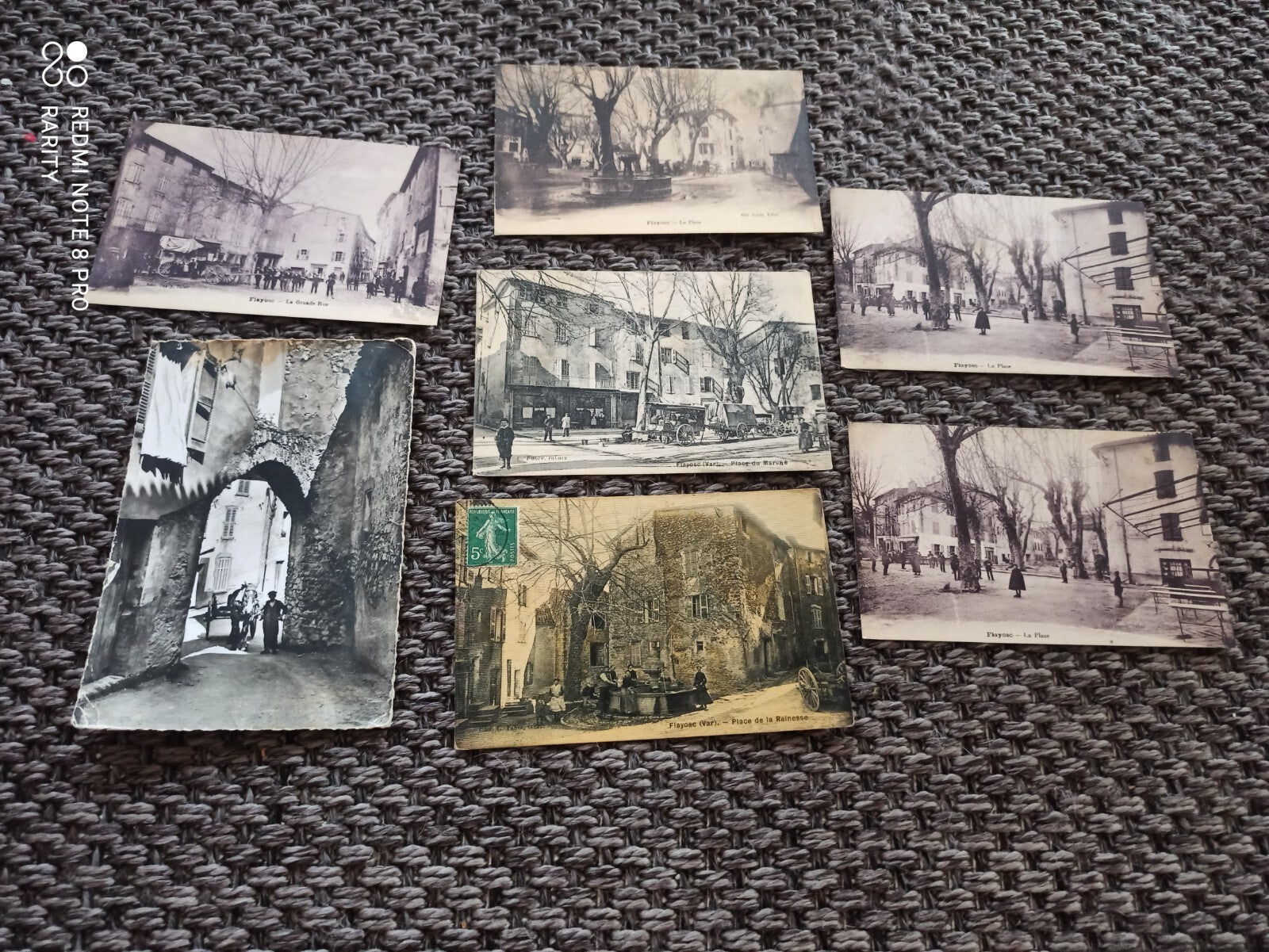 Lot 7 cartes postales anciennes Flayosc Var places rues village vintage