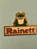 Vintage pin's Rainett grenouille verte émaillée collection publicité (Ref 6)