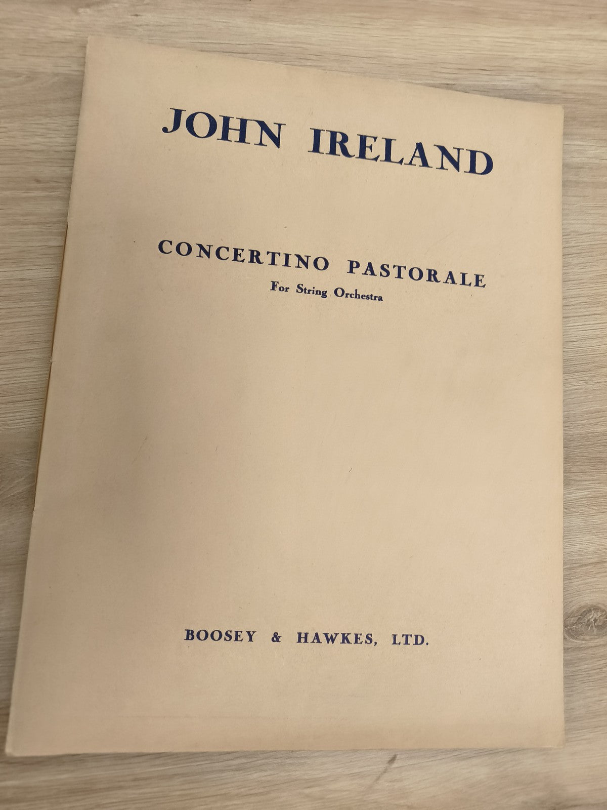 Ancien livre partitions John Ireland Concertino Pastorale Boosey Hawkes orchestr