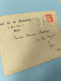 Ancienne enveloppe oblitérée Dijon 1937 philatélie vintage timbre rouge