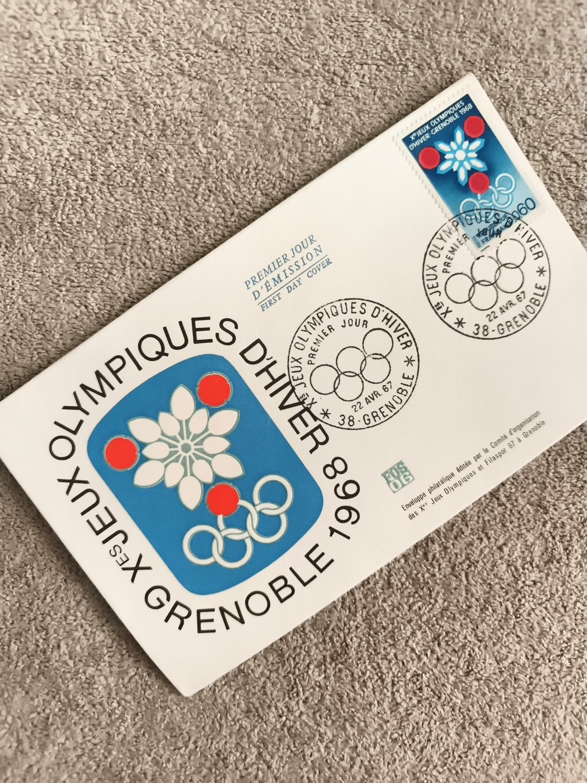 Lettre 1er jour Jeux Olympiques Grenoble 1968 FDC philatélie enveloppe timbre