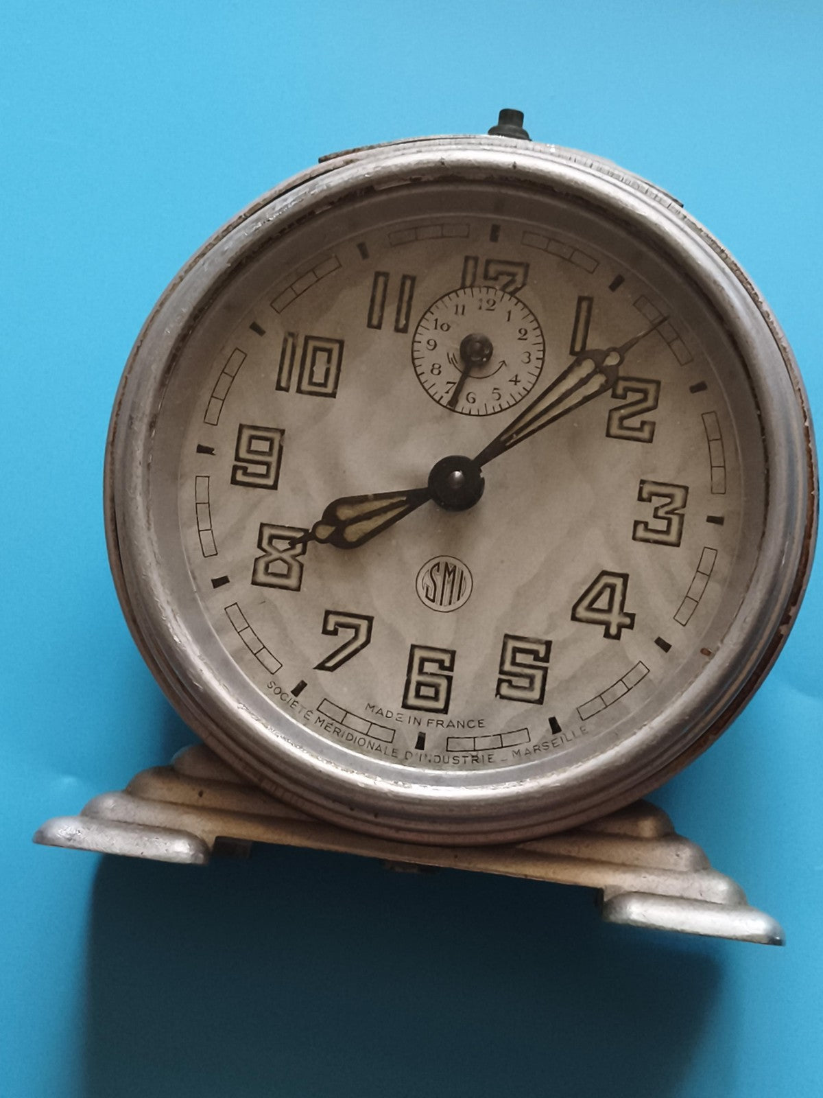 Réveil ancien SMIM Marseille art déco, made in France, horloge vintage métal