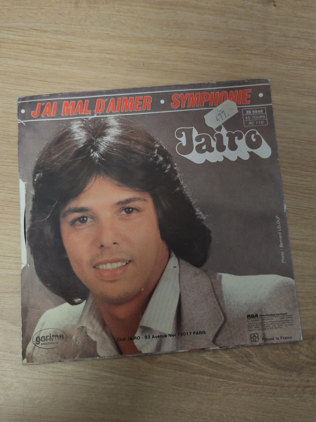 Vinyle 45 tours ancien Jairo rétro, disque vintage collection, chanson française
