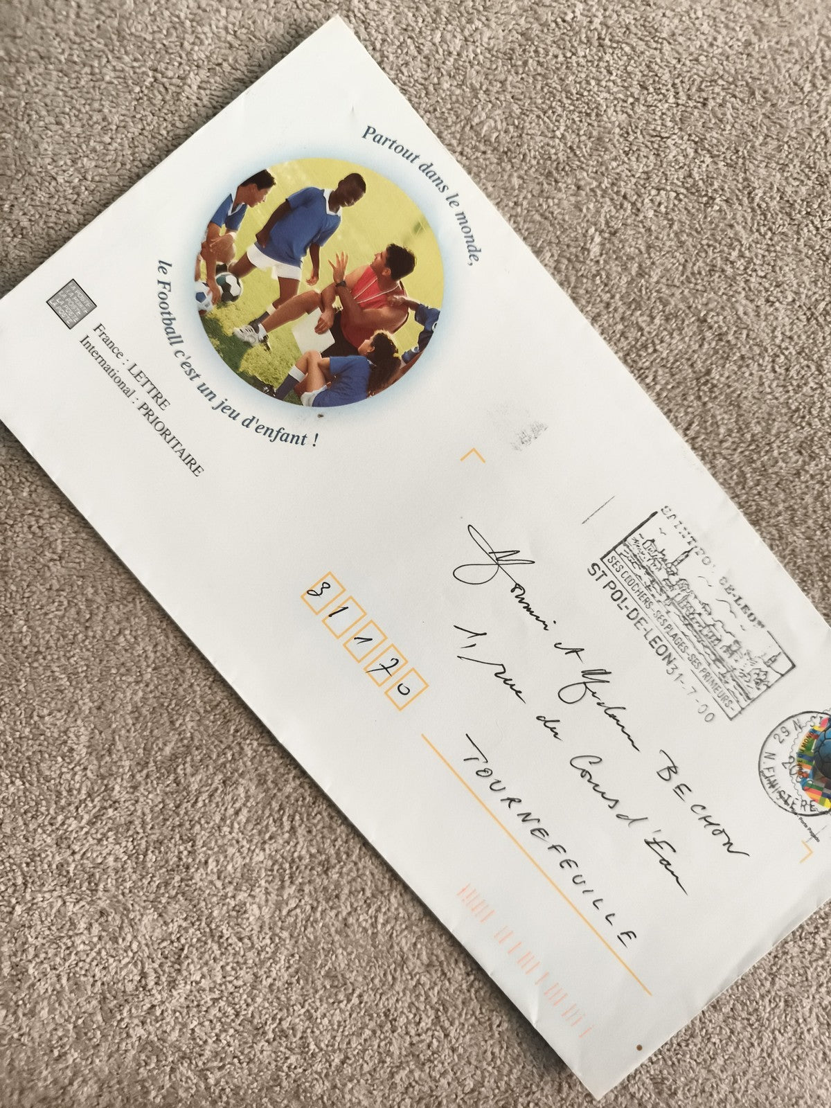 Lettre oblitérée football France enveloppe illustrée philatélie sport