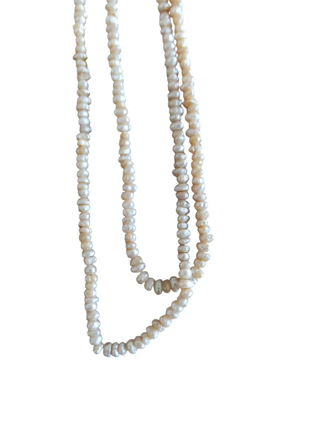 Collier perles de culture authentiques vintage, blanc, fermoir métal, ancien