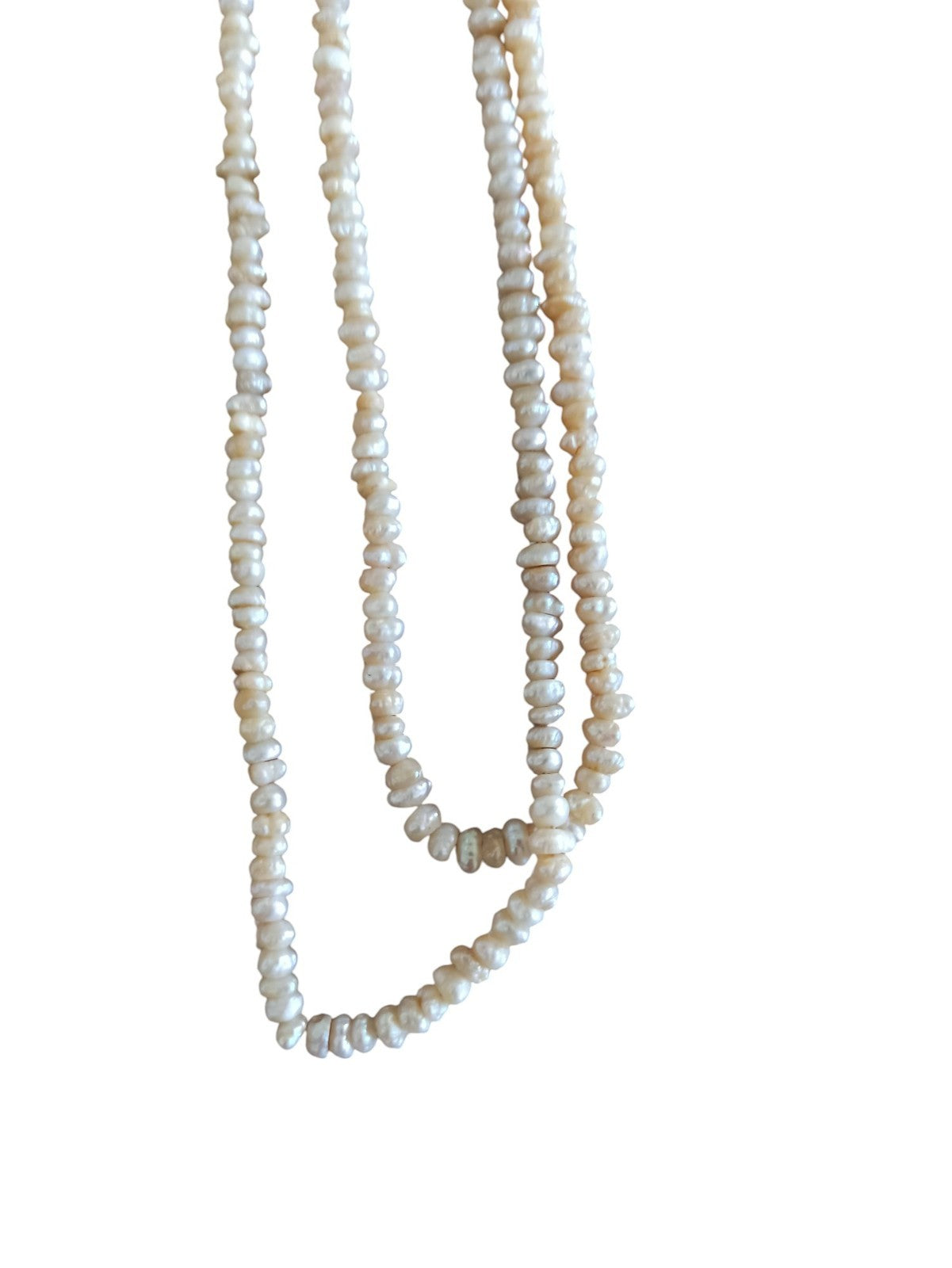 Collier perles de culture authentiques vintage, blanc, fermoir métal, ancien