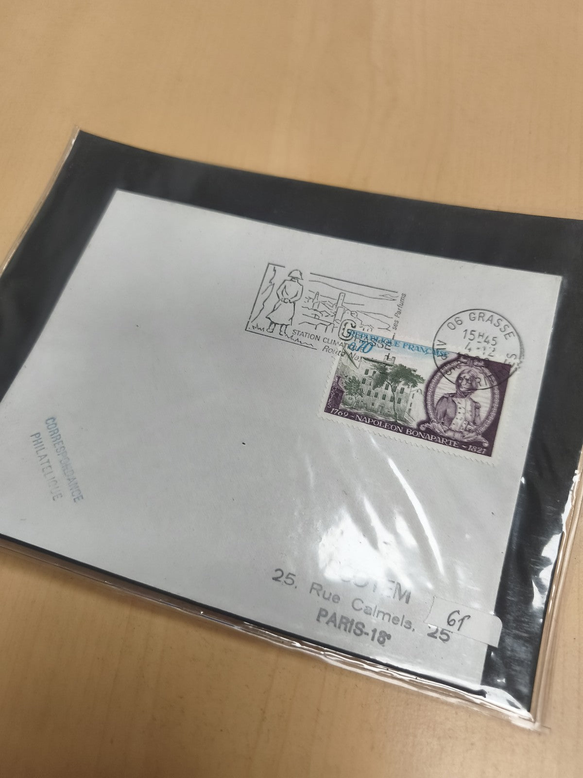Enveloppe philatélique oblitérée Grasse 1945 Napoléon Bonaparte timbre France