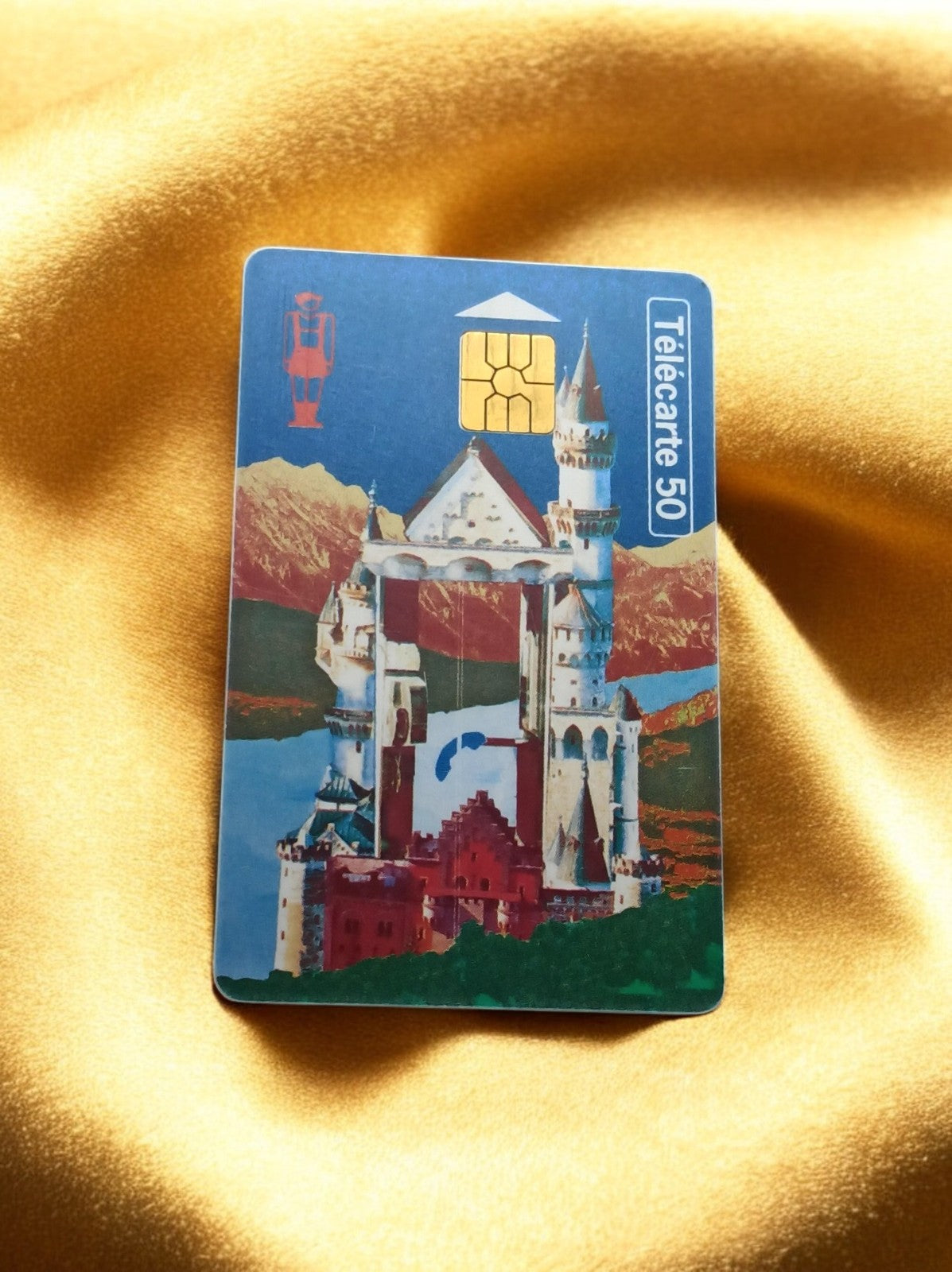 Carte téléphonique vintage Télécarte 50 puce château illustration