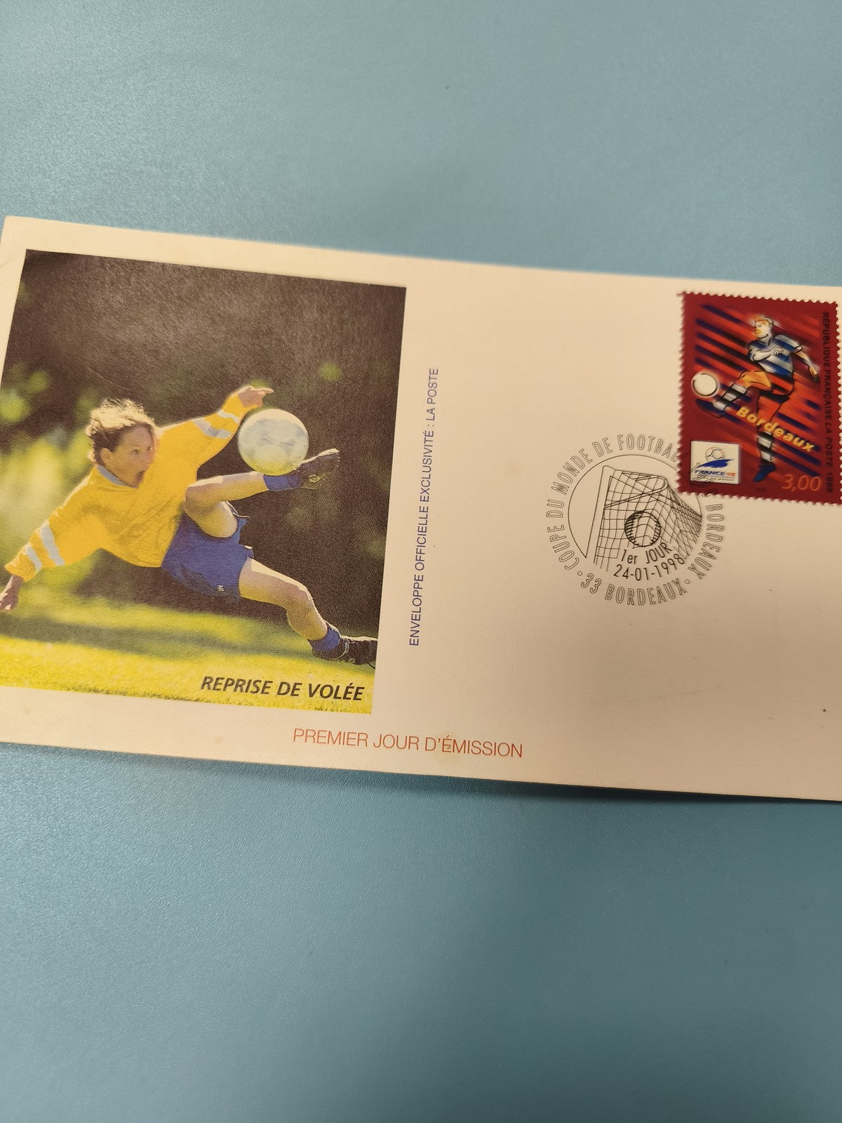 Enveloppe FDC premier jour football Bordeaux 1998 timbre sport affranchi