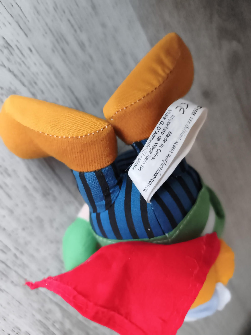 Peluche Obélix vintage Parc Astérix costume vert rayé rare