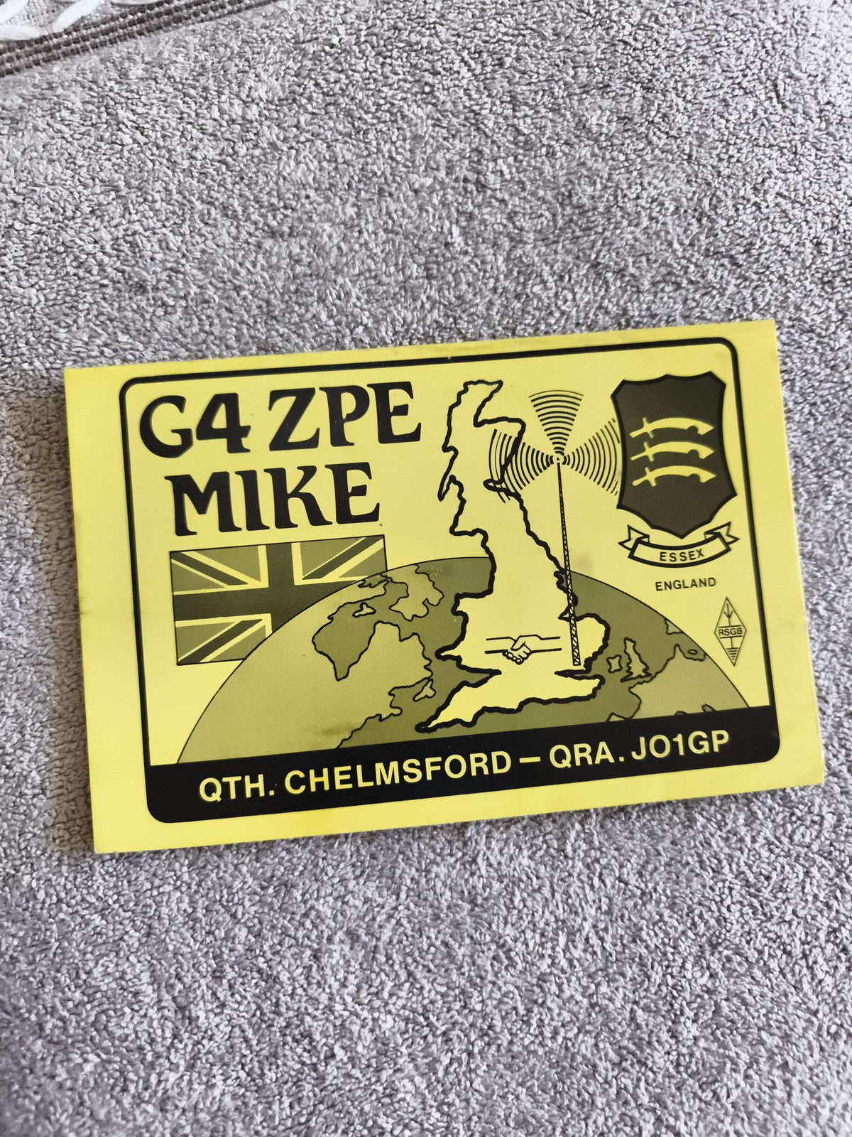 Carte QSL radioamateur G4 ZPE MIKE Chelmsford Essex vintage Angleterre