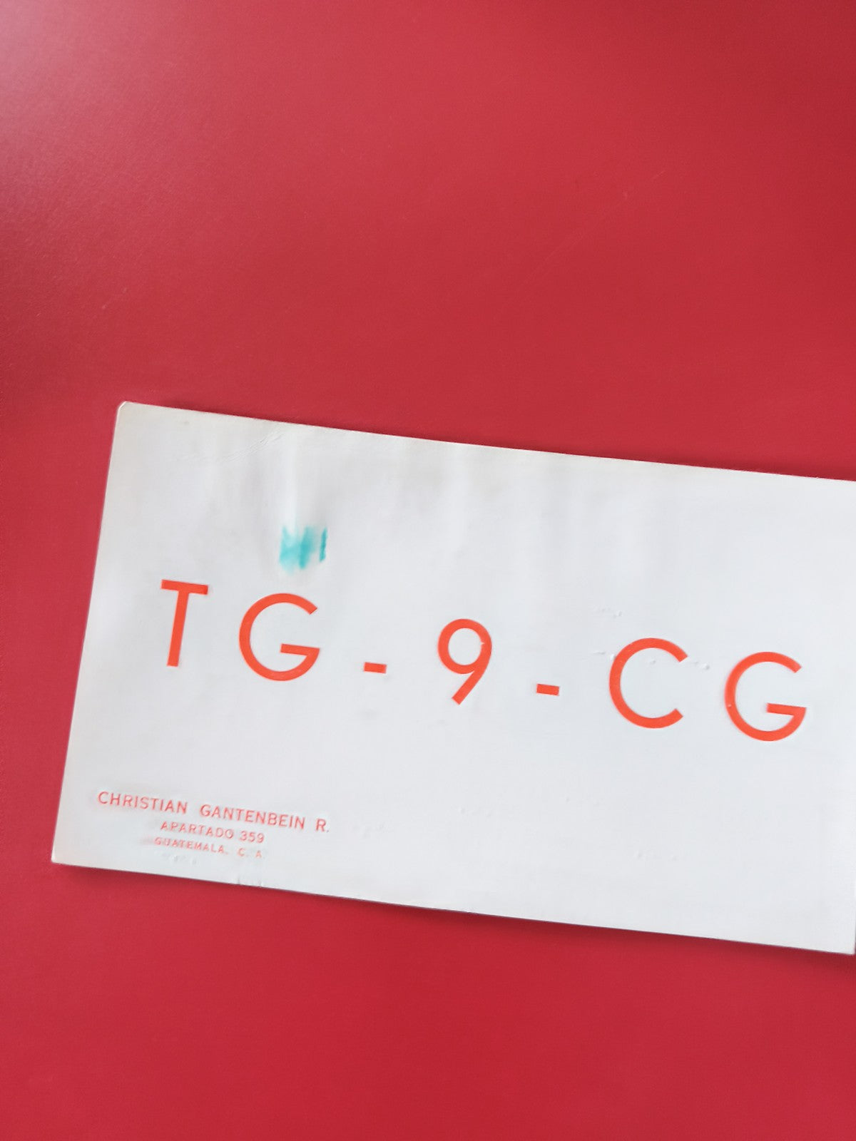 Carte radio TG-9-CG Guatemala indicatif radioamateur, impression rouge