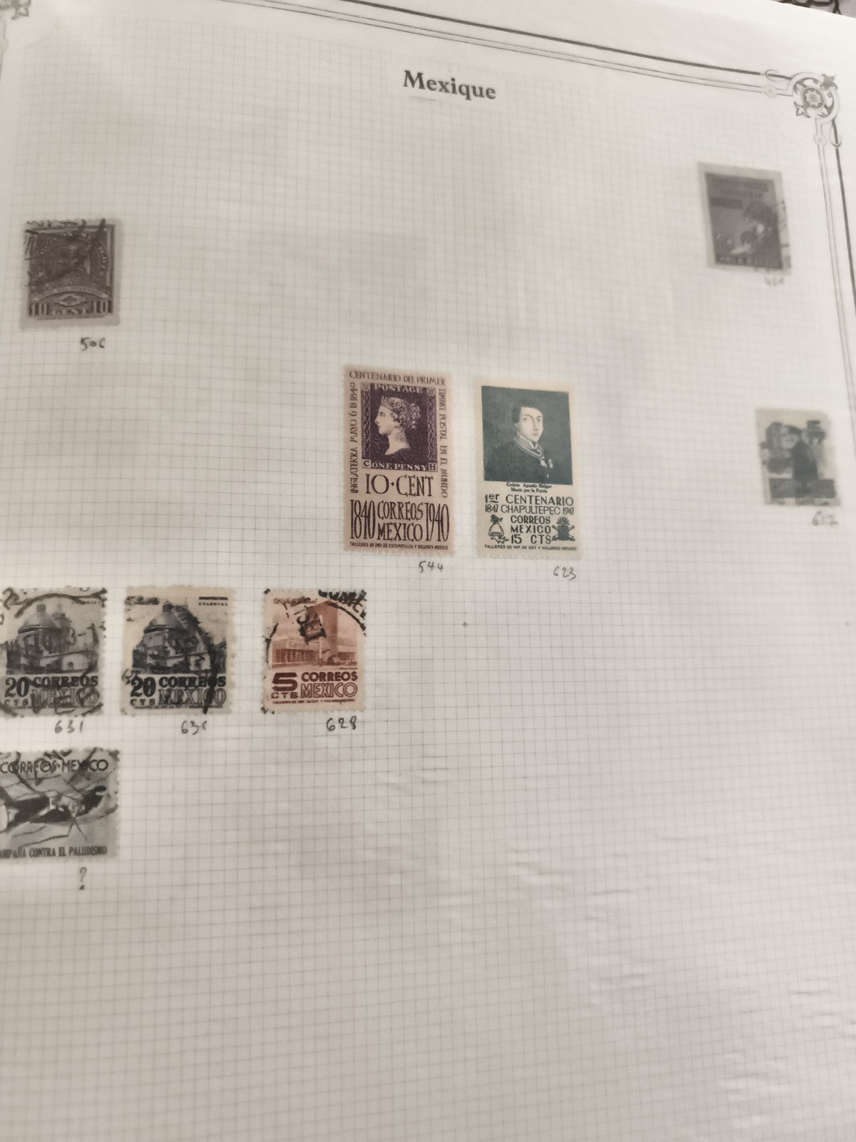 Lot anciens timbres Mexique oblitérés philatélie vintage années 1940-50