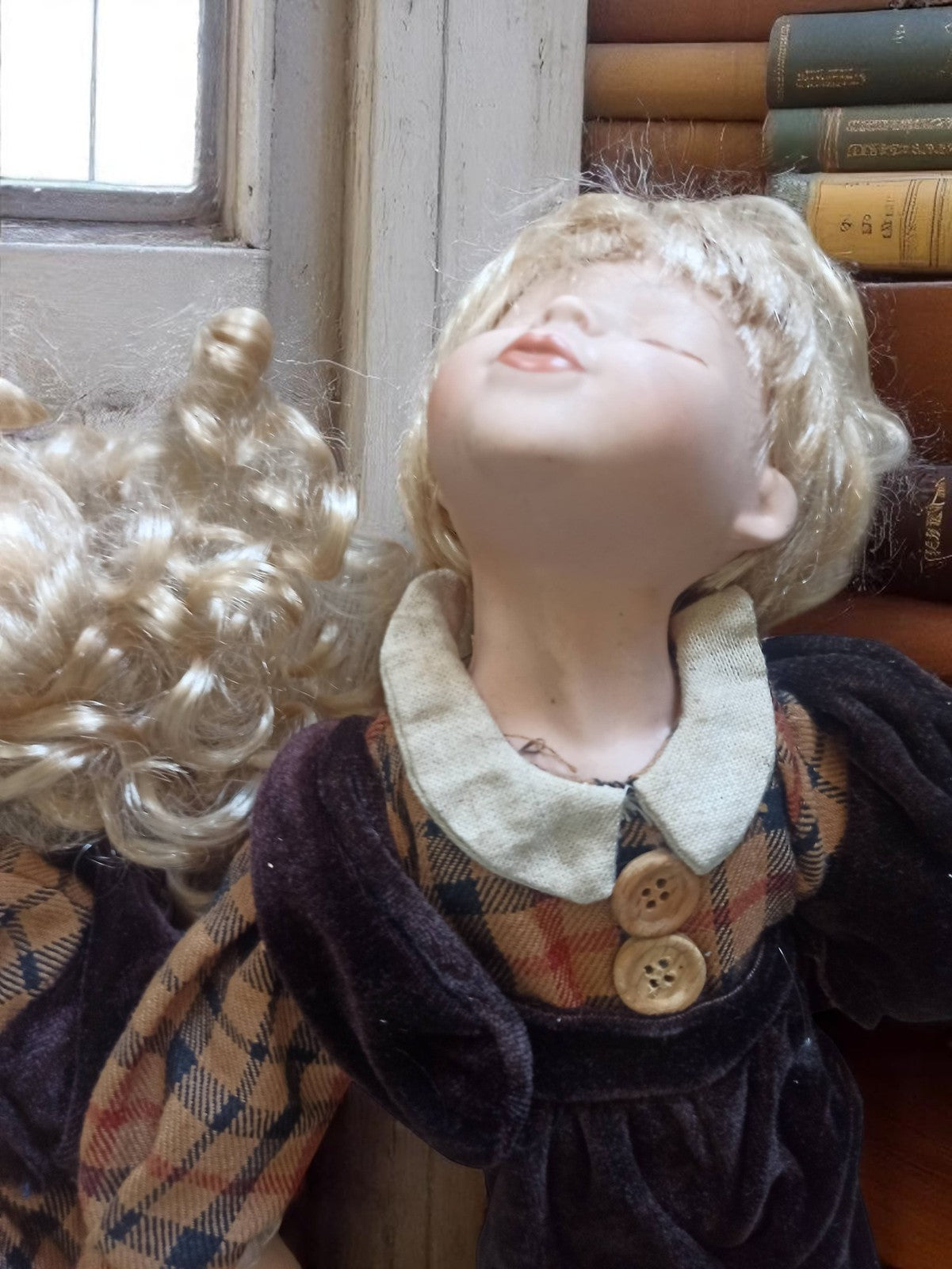 Poupées anciennes de collection numérotées Rose vintage, tenue écossaise, lot de