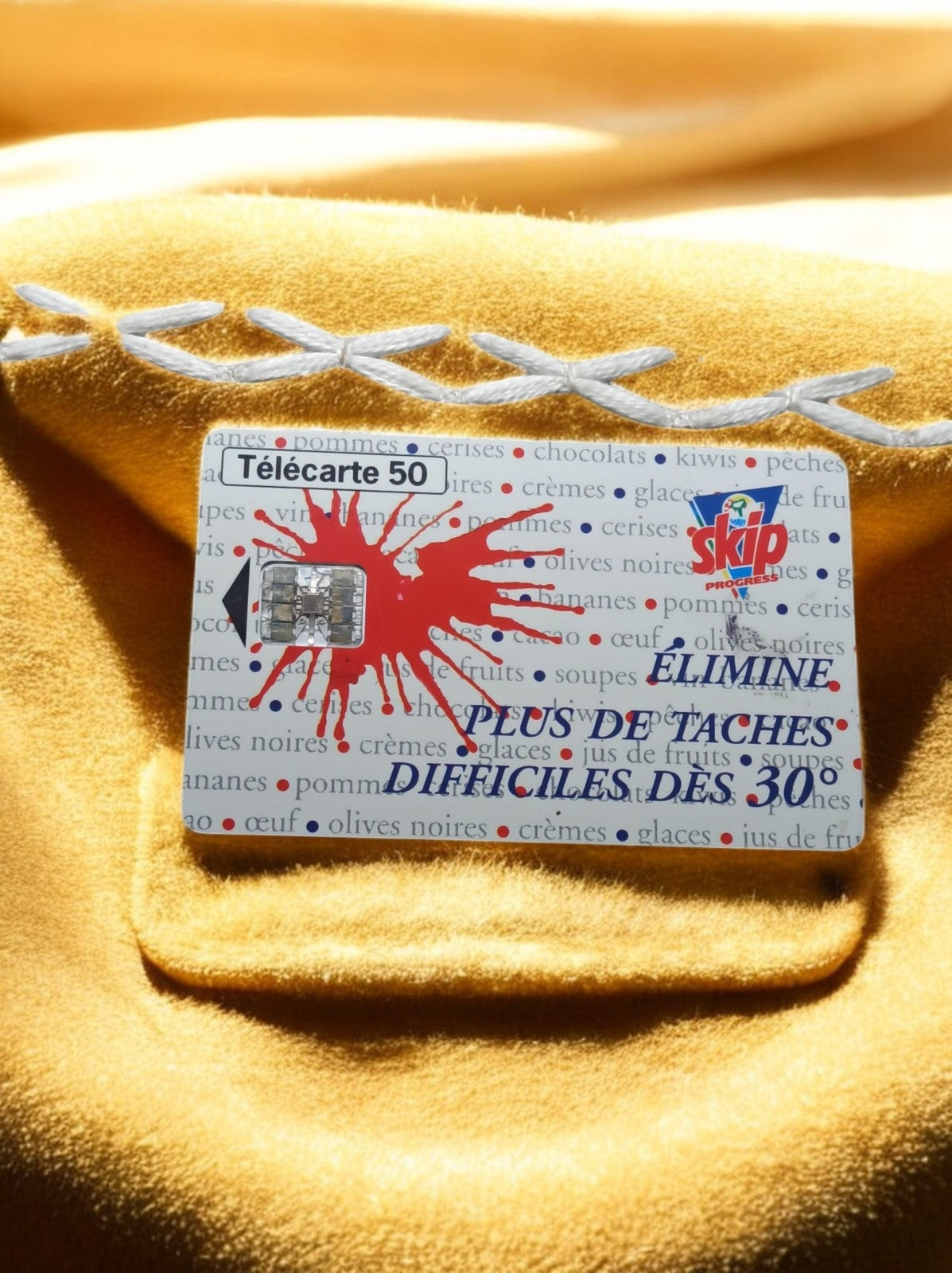 Carte téléphonique vintage Télécarte 50 unités Skip tache pub collection