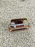 Pin's Peugeot Esso vintage voiture course bleu doré années 90 (Ref 2)